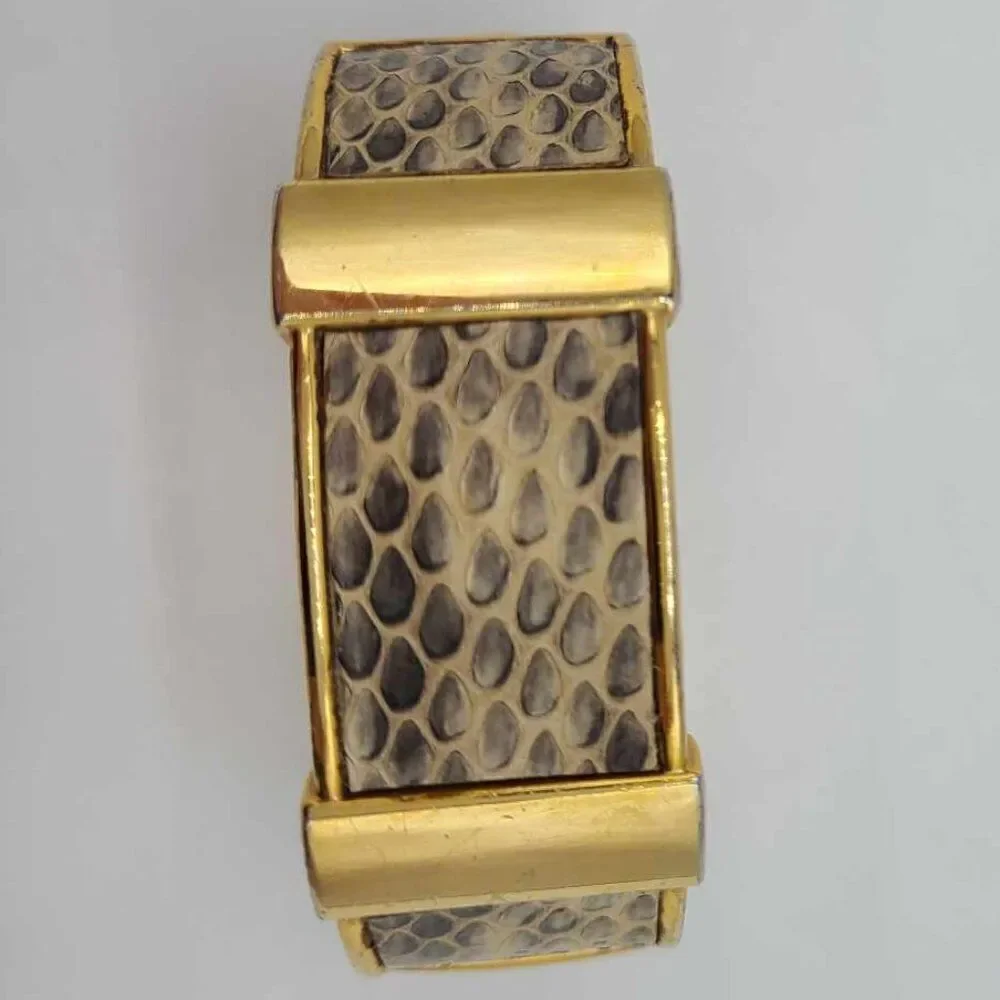 J Crew Hinged Snakeskin Print Bangle Bracelet